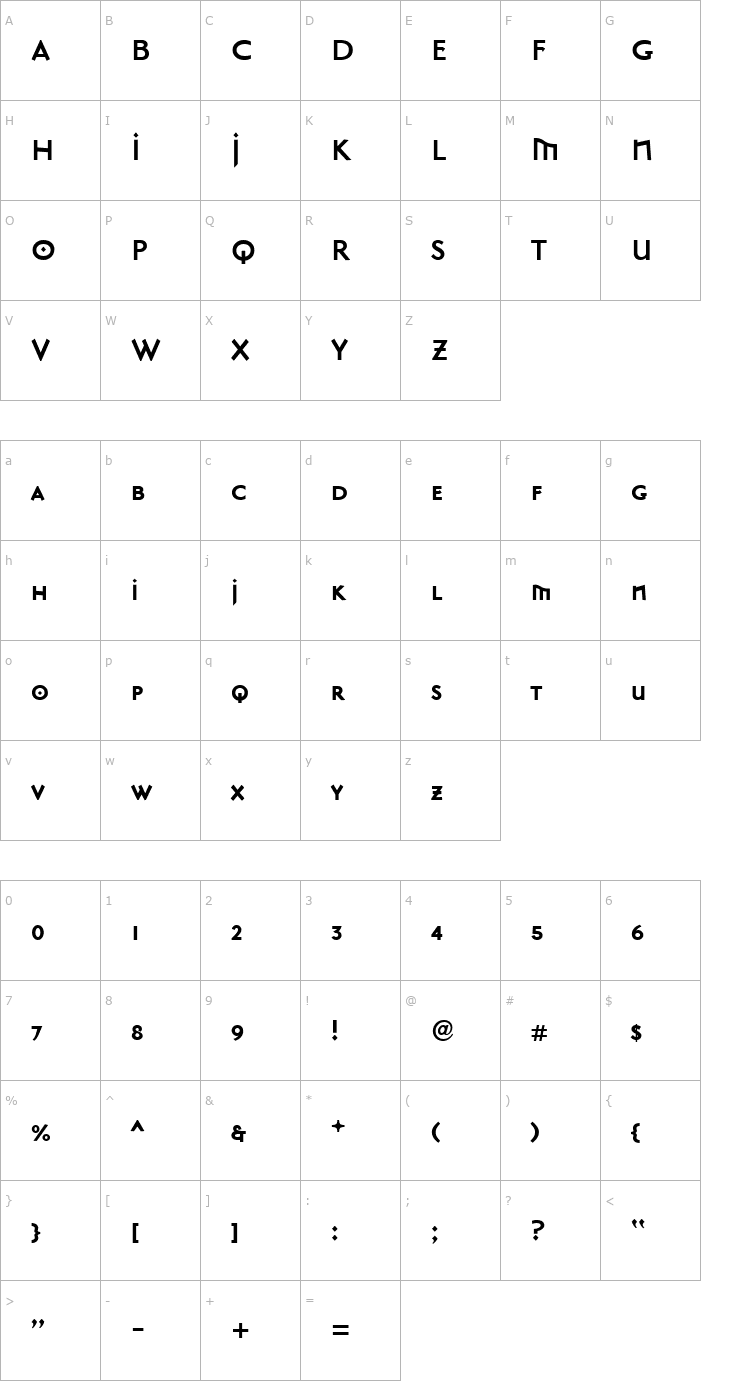 Character Map MasonSansAlternateBold Bold Font