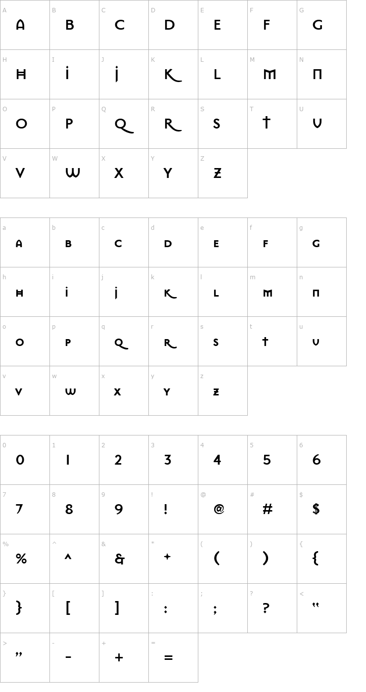 Character Map MasonSansBold Bold Font