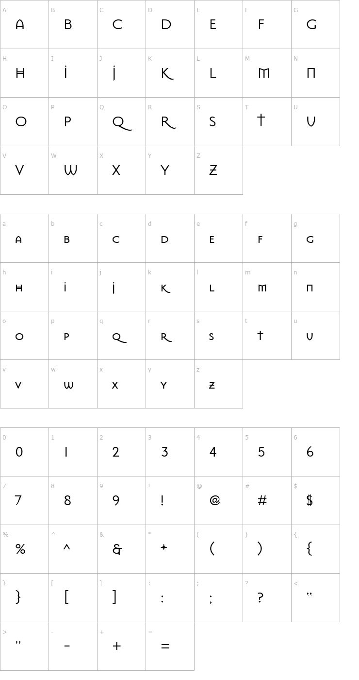 Character Map MasonSansRegular Regular Font