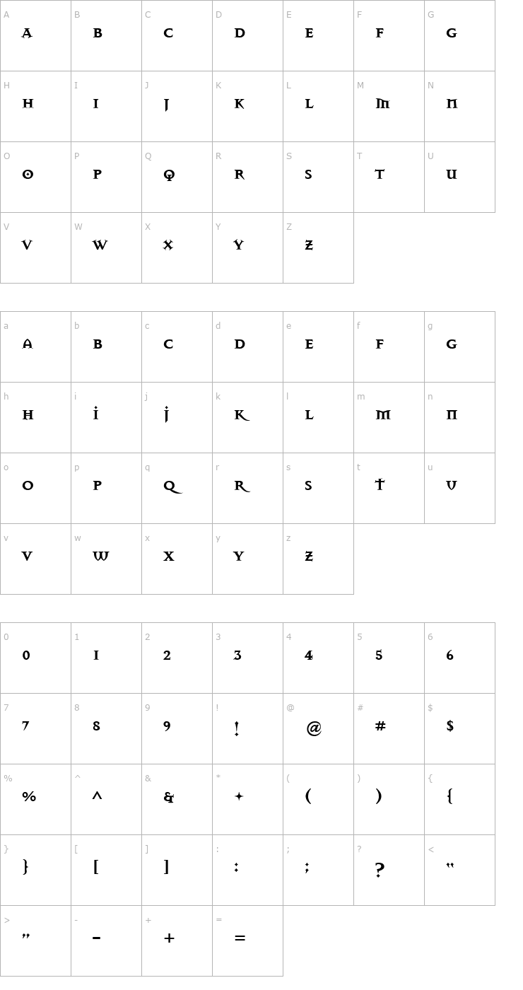 Character Map MasonSerifSuperBold Font