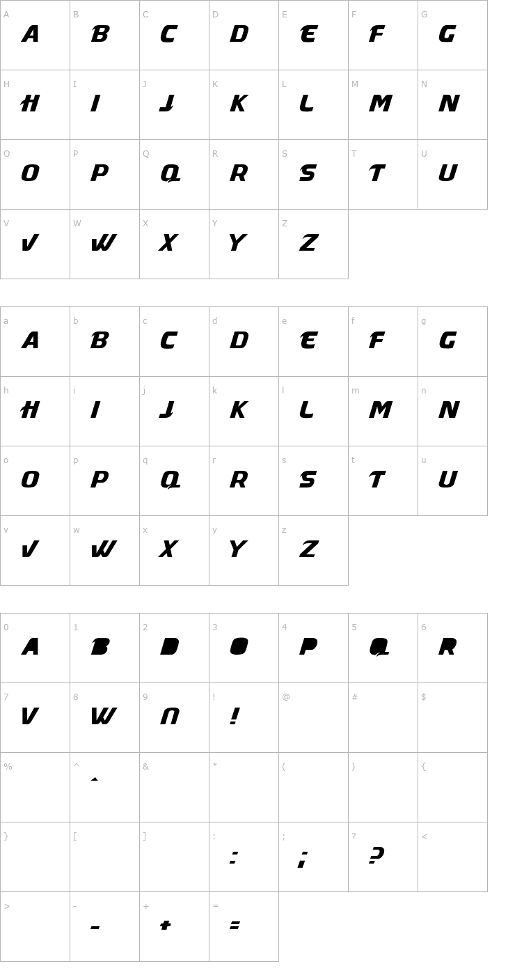 Character Map Masque Font