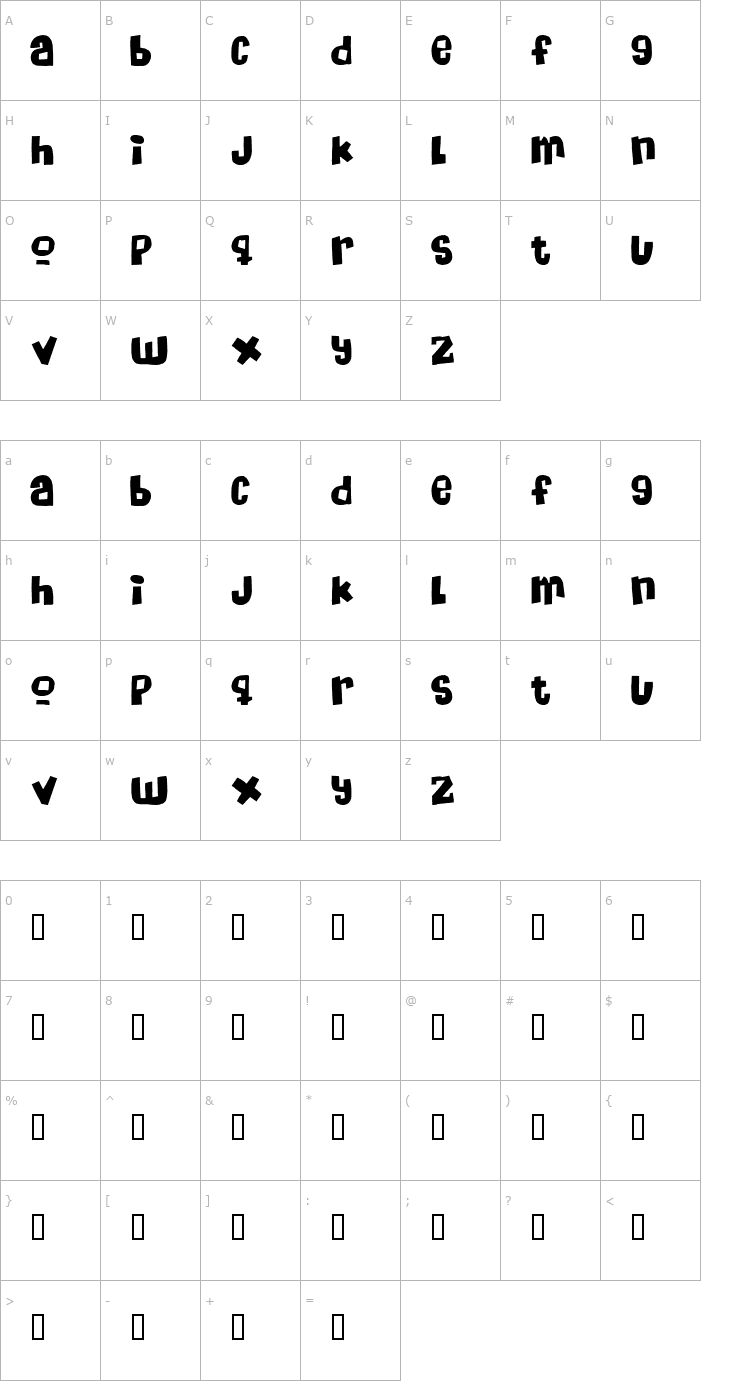 Character Map Massive Headache Font