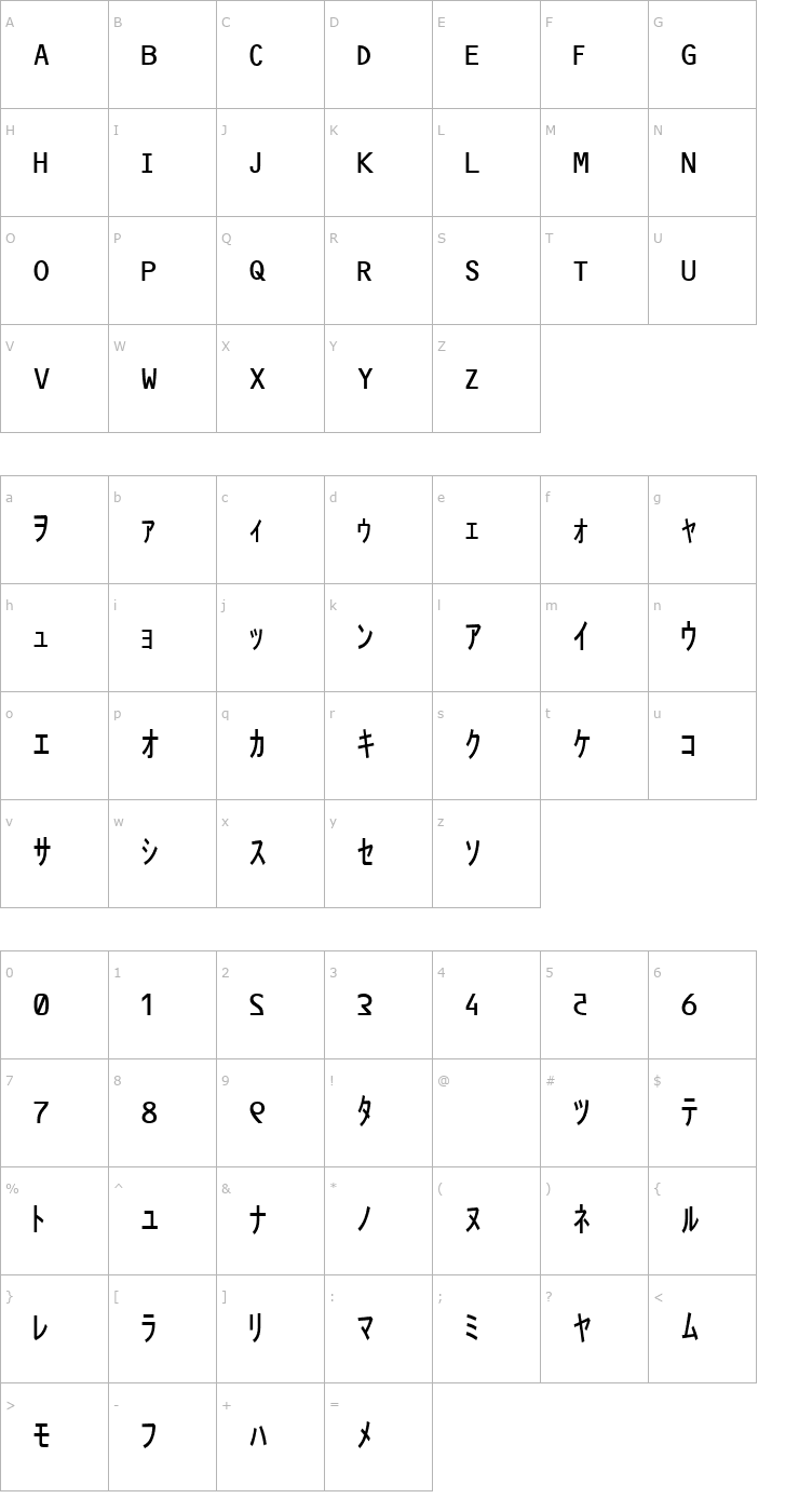 Character Map Matrix Code NFI Font