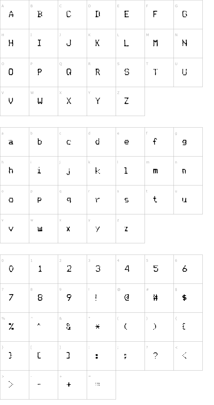 Character Map MatrixDot Font