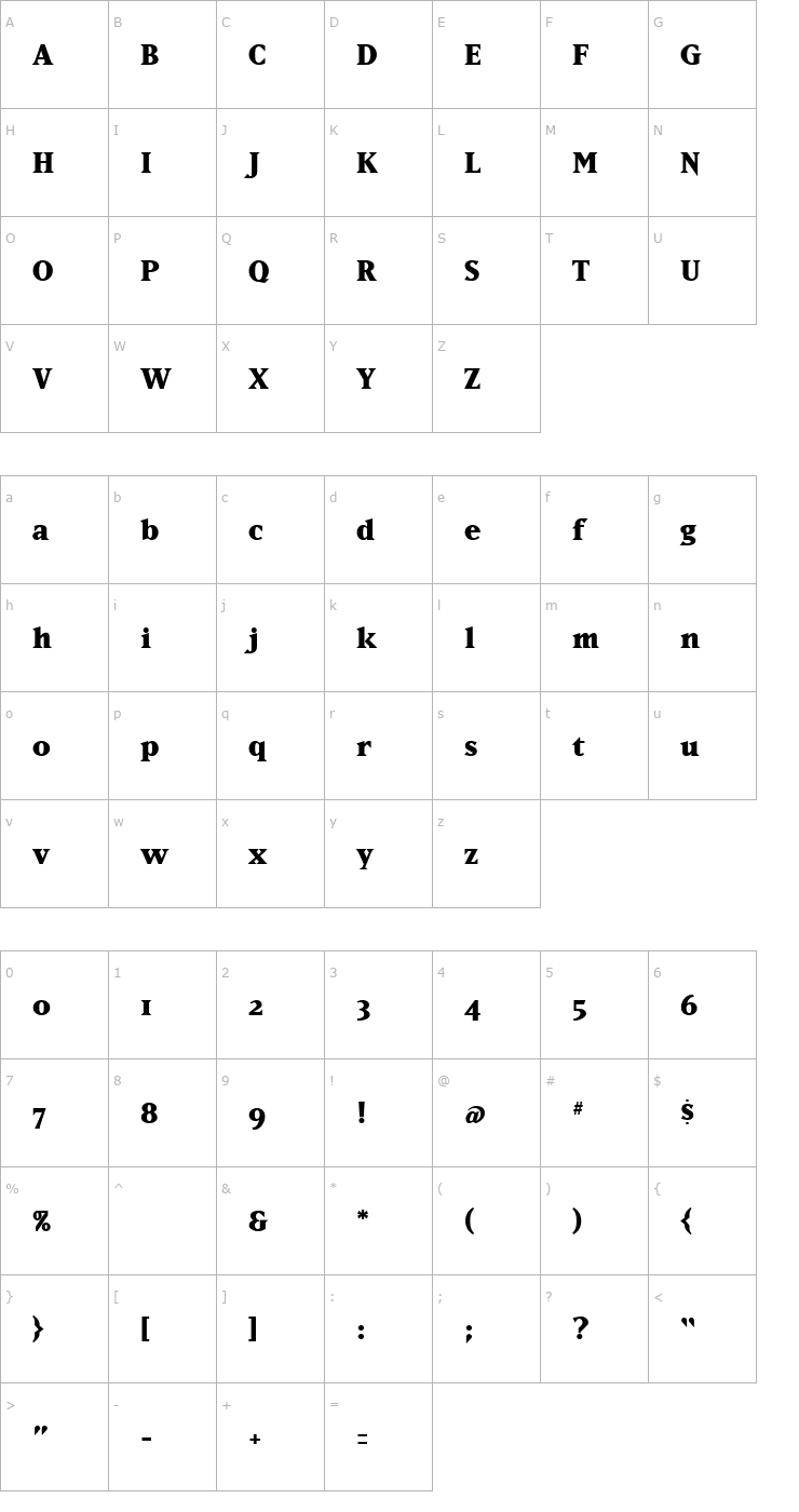 Character Map MatrixExtraBold Font