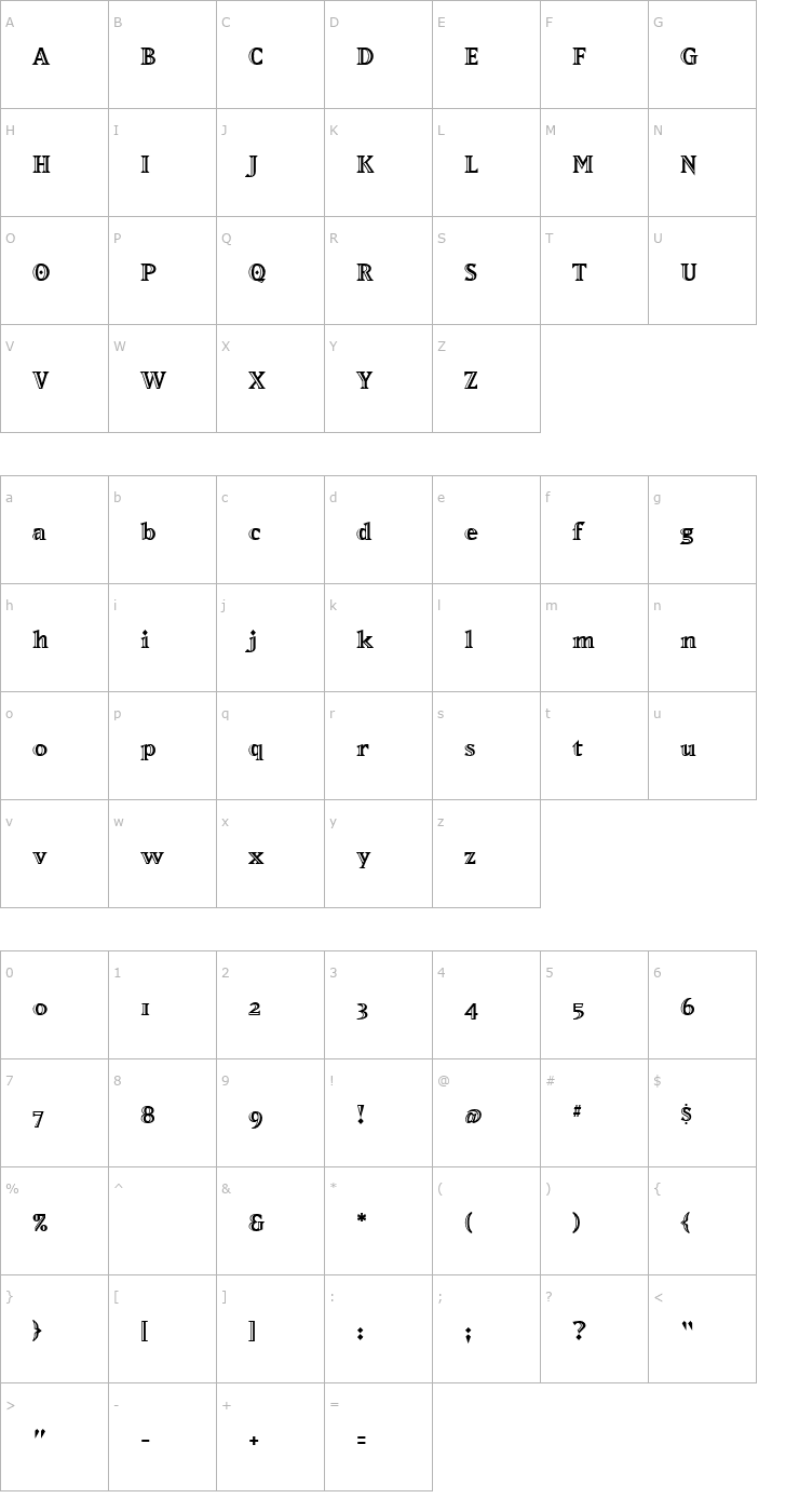 Character Map MatrixInlineExtraBold Font