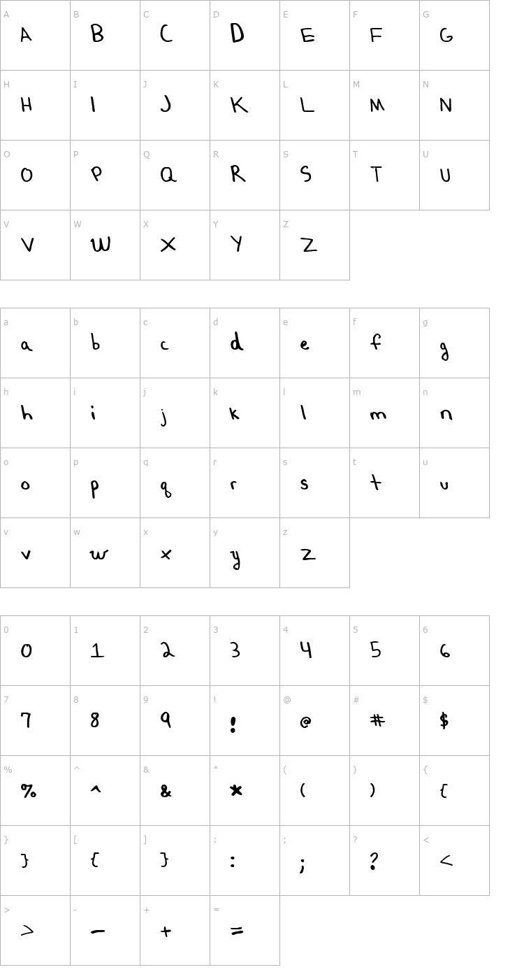 Character Map Matt9 Font