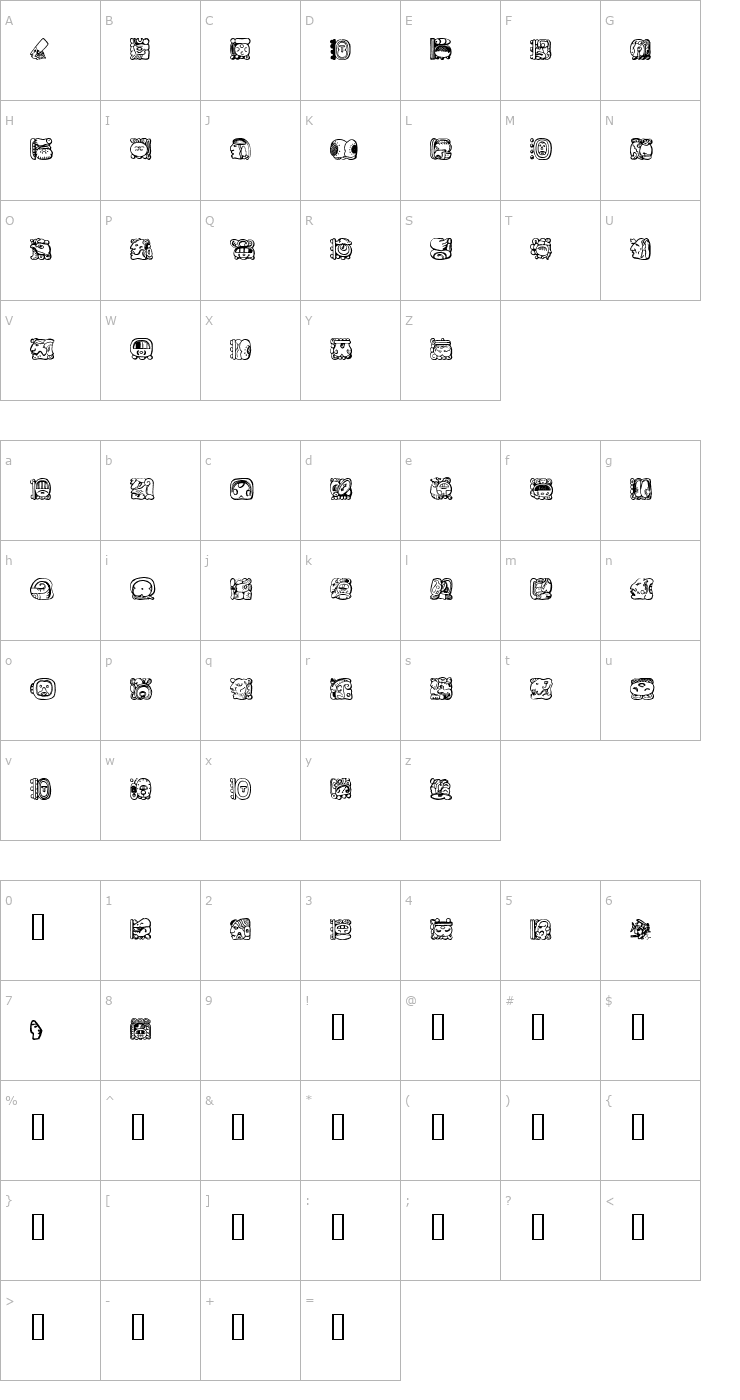 Character Map Mayan Dingbats Font