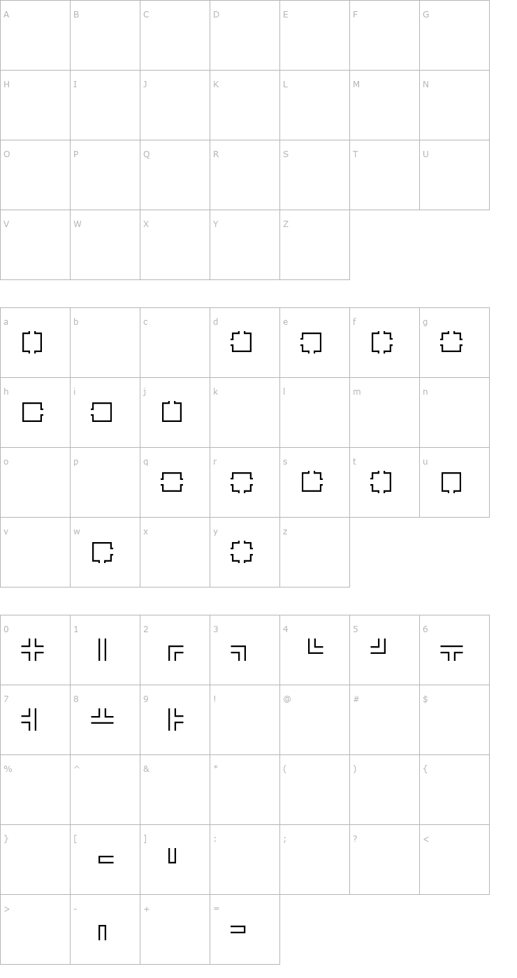 Character Map Maze Maker Dungeon Level 1F Font