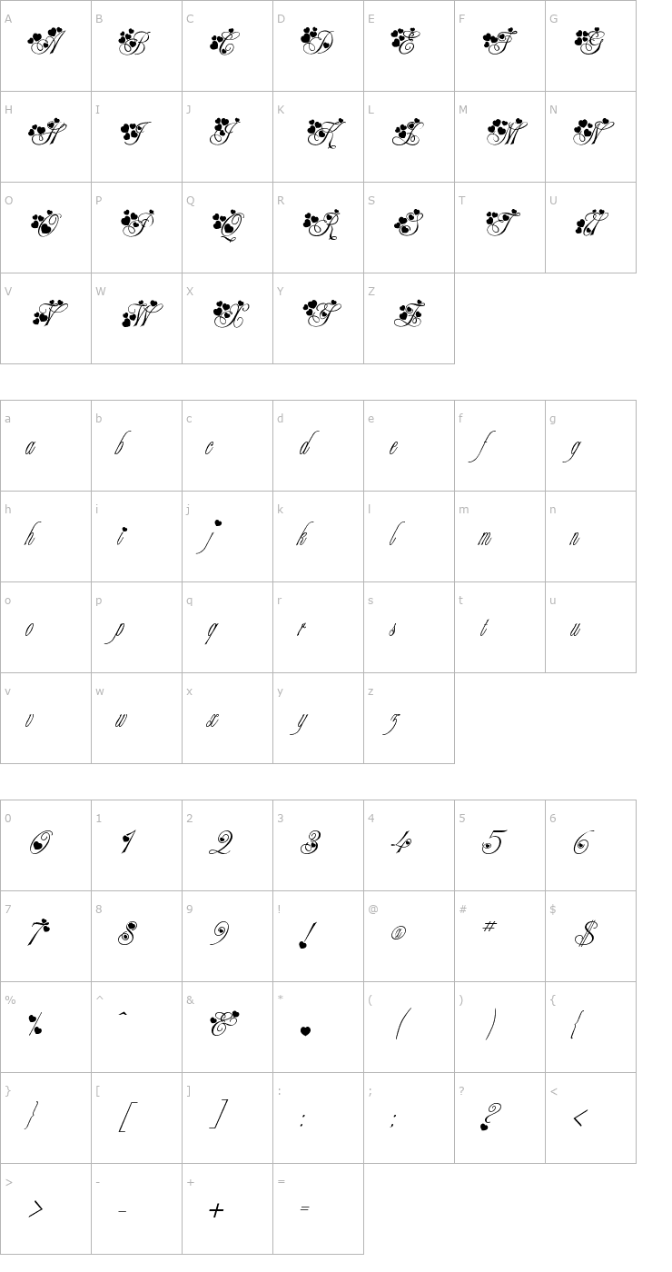 Character Map MC Sweetie Hearts Font