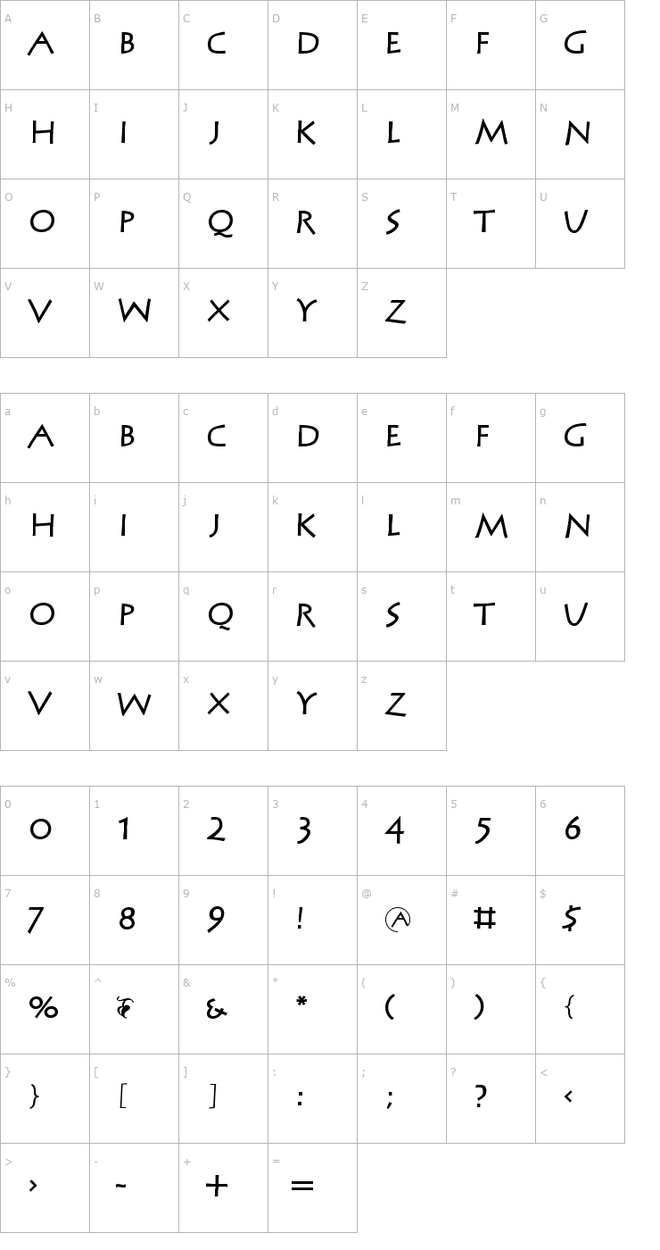 Character Map MCapitals Font