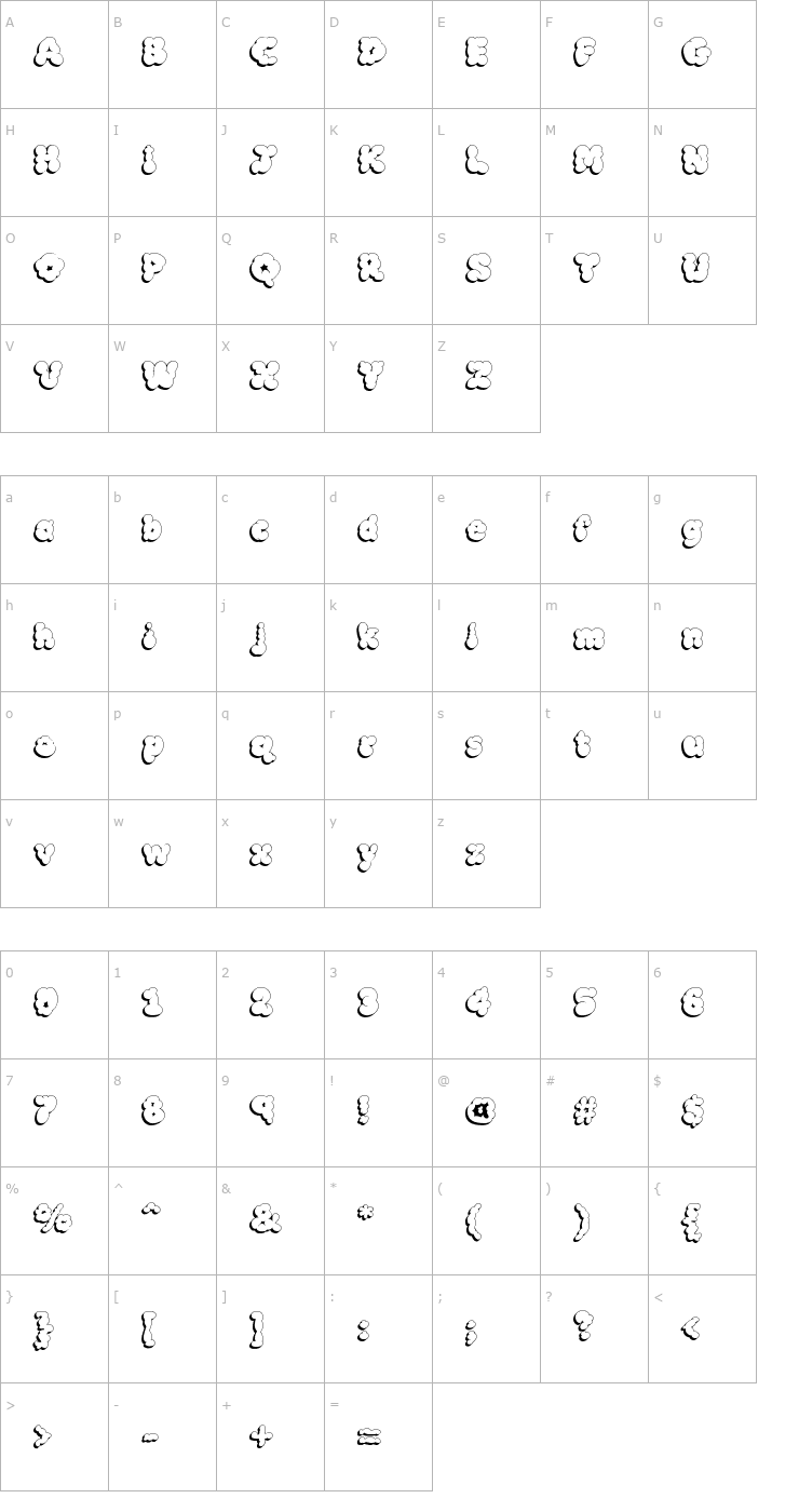 Character Map McKloud Shadow Font