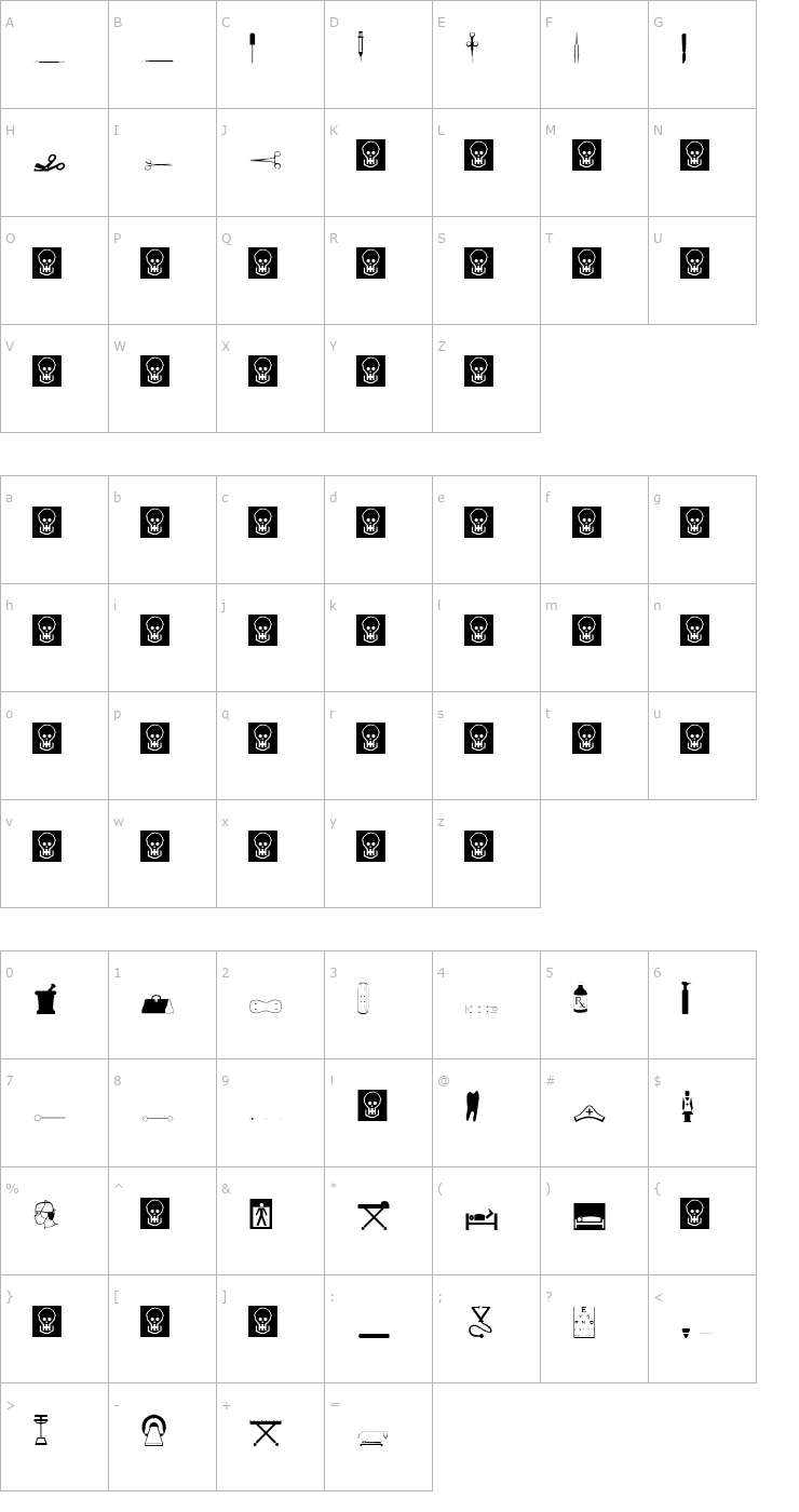 Character Map Medicine Font