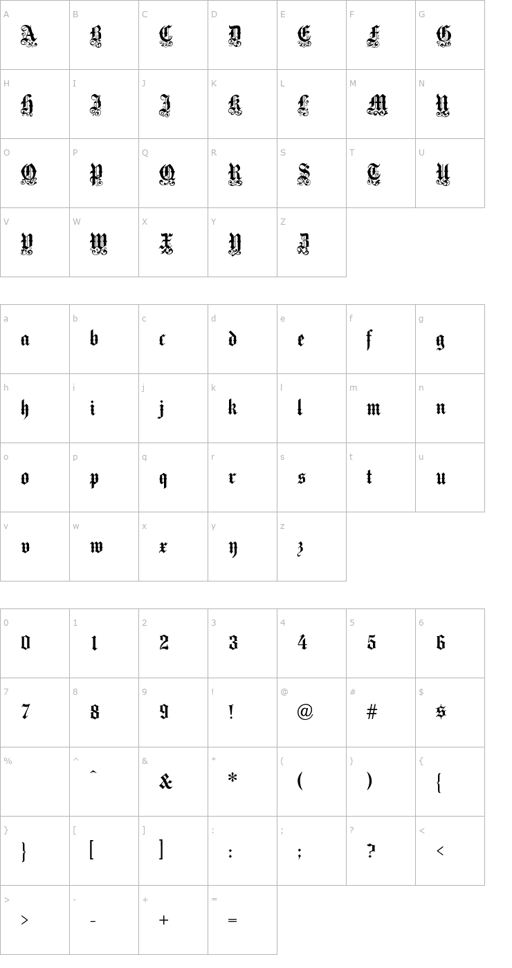 Character Map MediciText-Regular Font