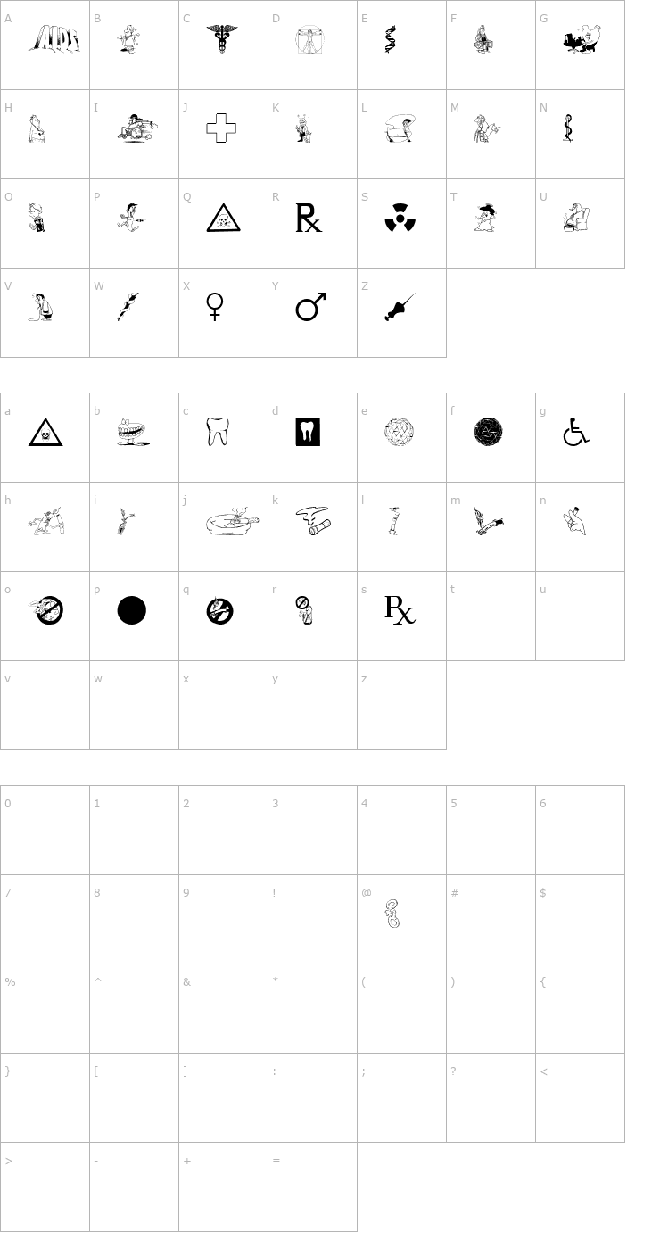 Character Map Medicobats Font