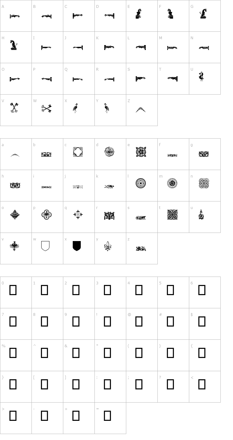 Character Map Medieval Dingbats Font