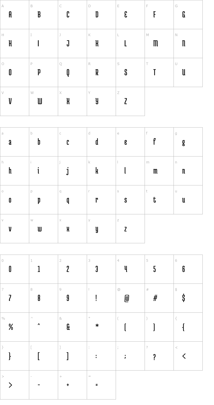 Character Map Medula One Font