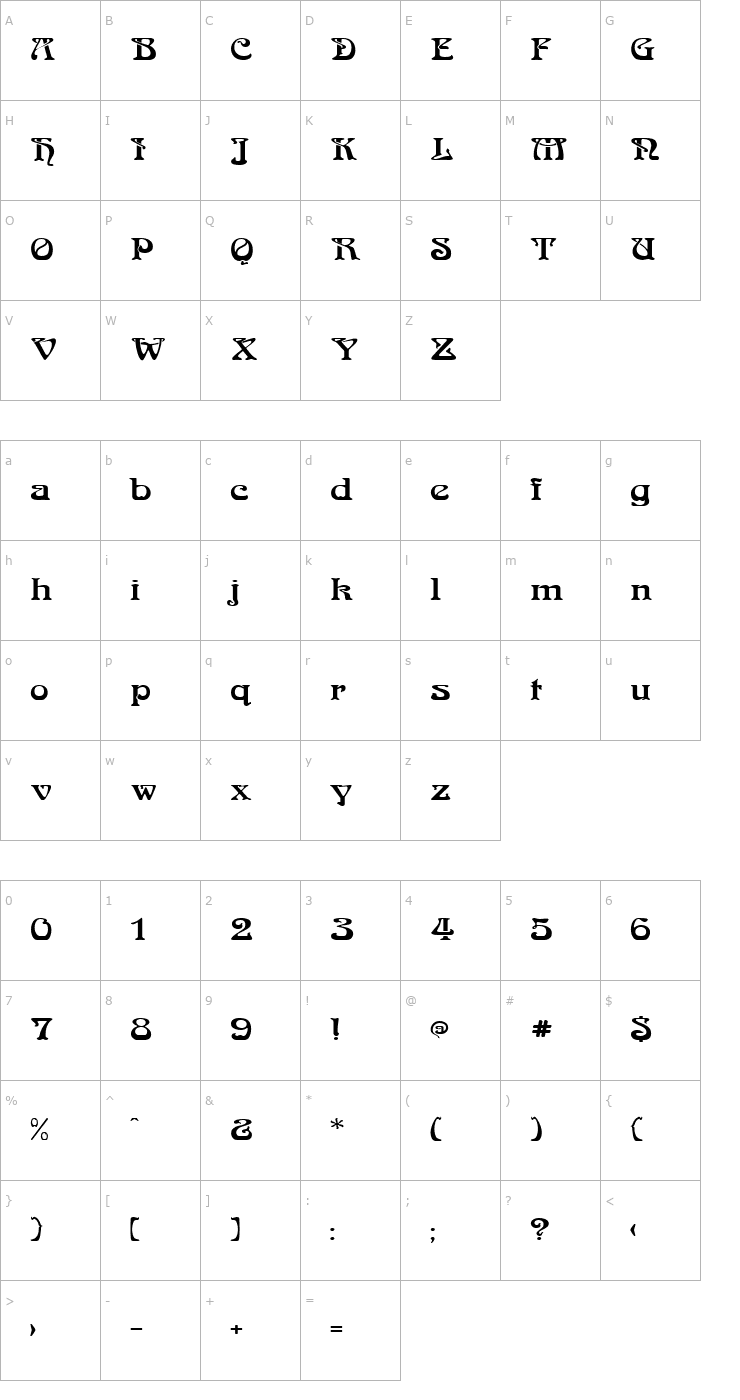 Character Map Medusa Regular Font