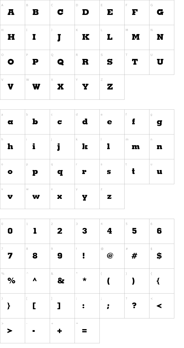 Character Map Memphis Extra Bold Font