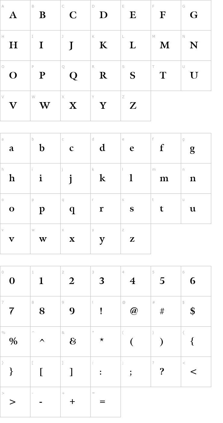 Character Map Meno-Bold Font