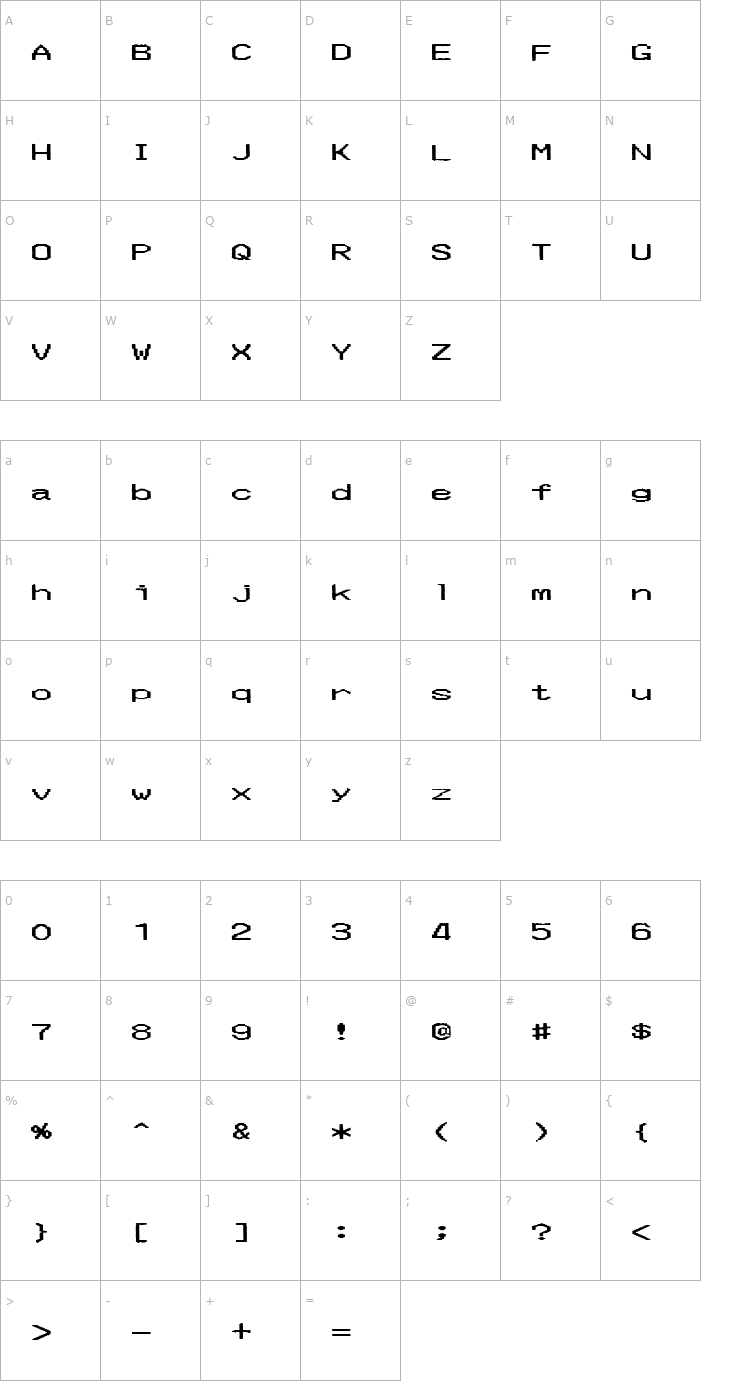 Character Map Merchant Copy Wide Font