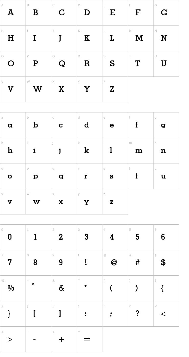 Character Map Mesa-Bold Font