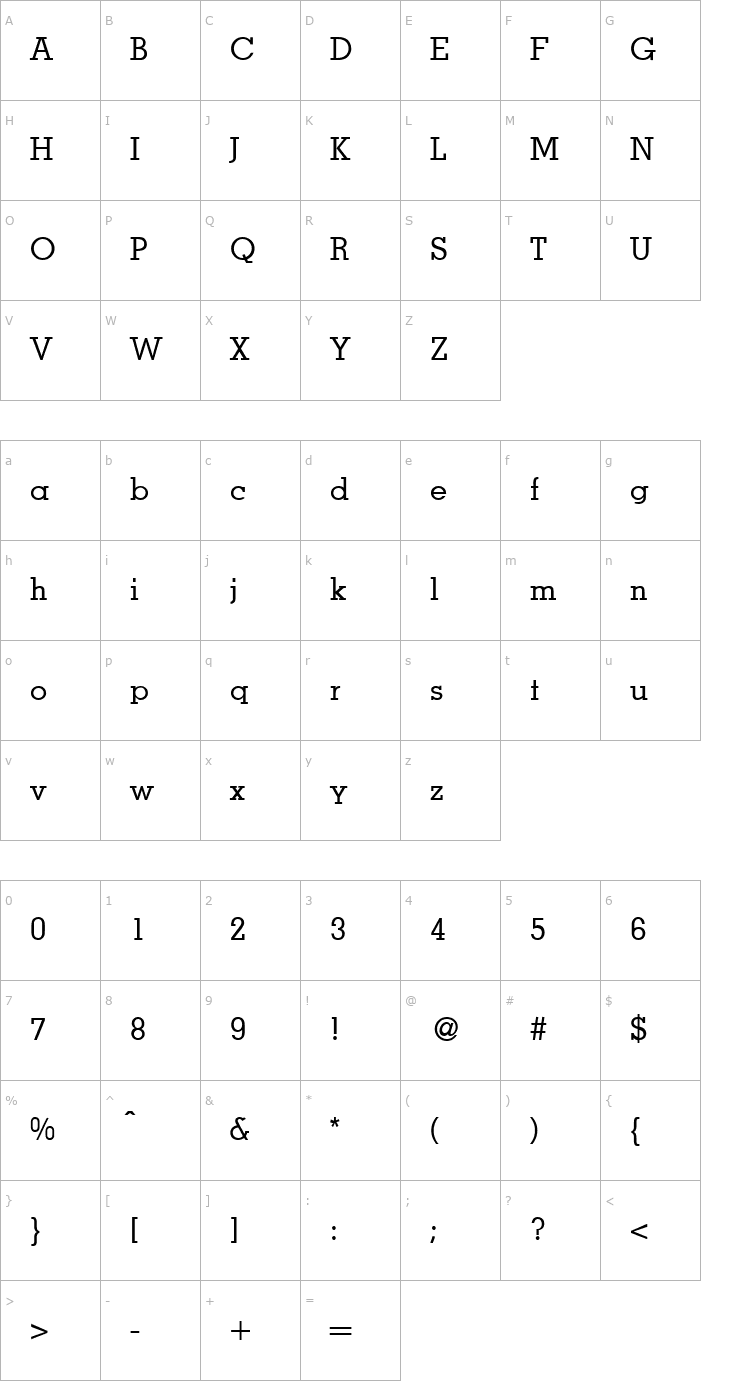 Character Map Mesa-Regular Font