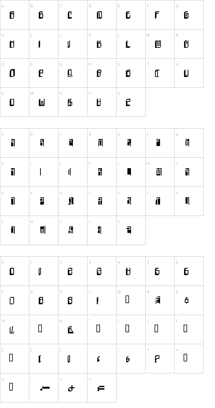 Character Map Metal Font