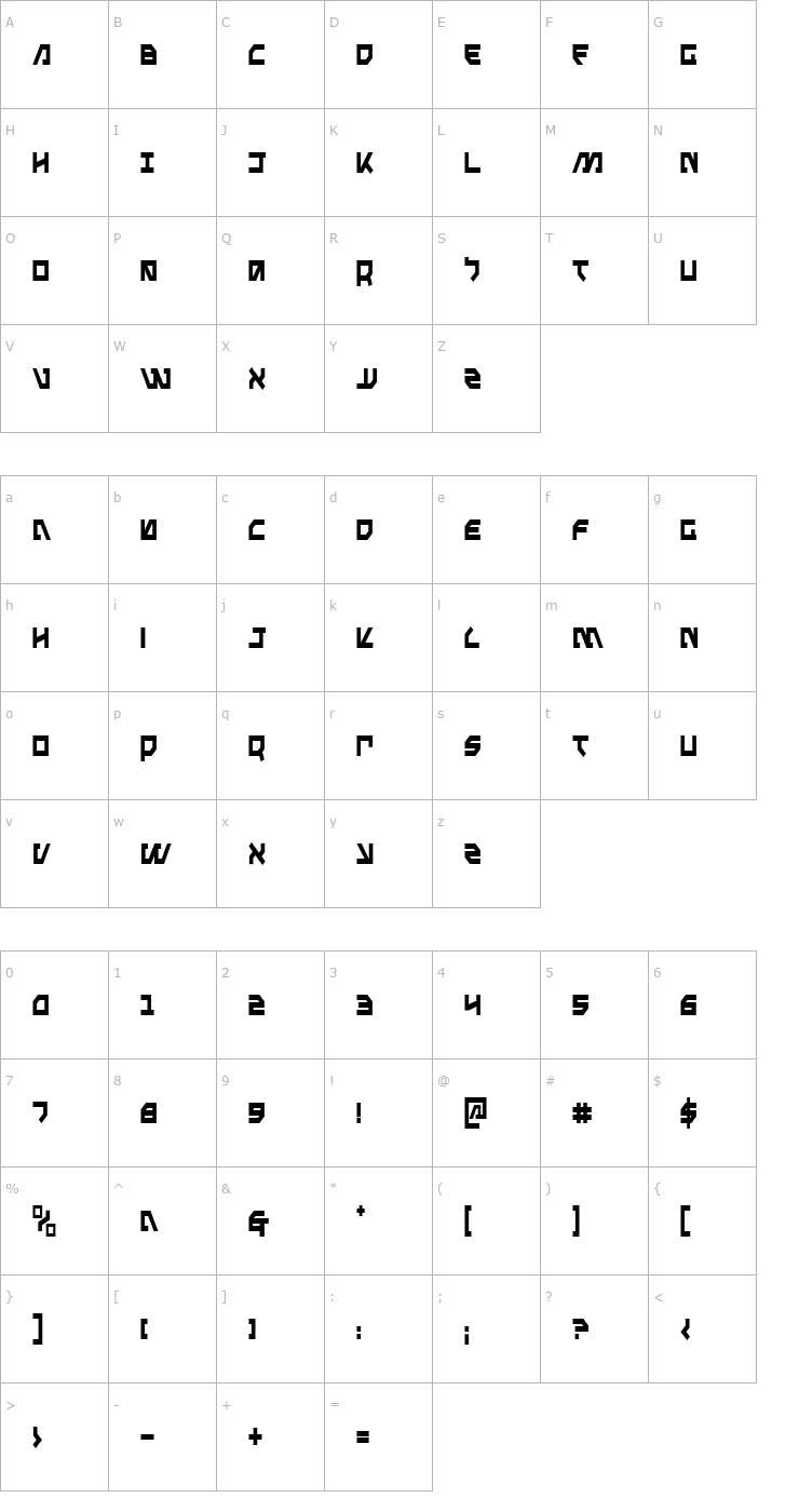 Character Map Metal Storm Condensed Font