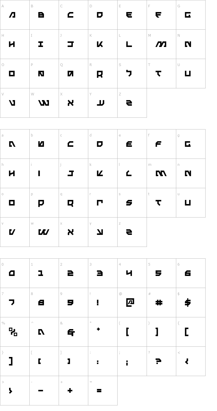 Character Map Metal Storm Font