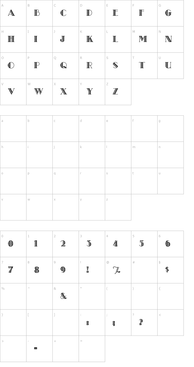 Character Map Metro-Retro Font