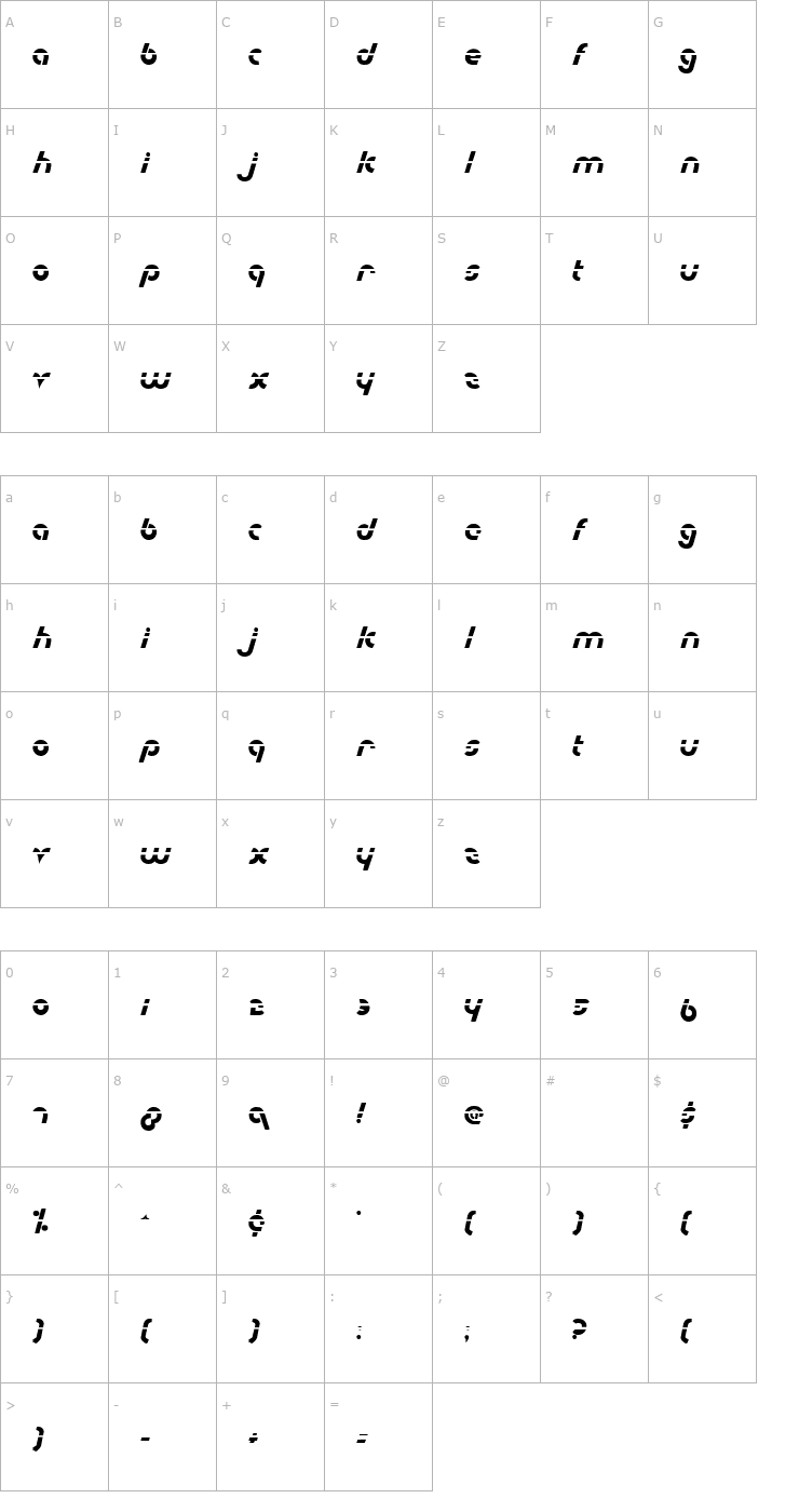 Character Map Metroplex Laser Font