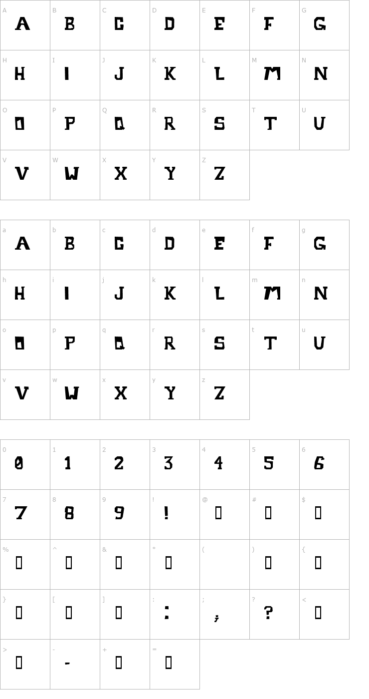 Character Map Metrostruct Font