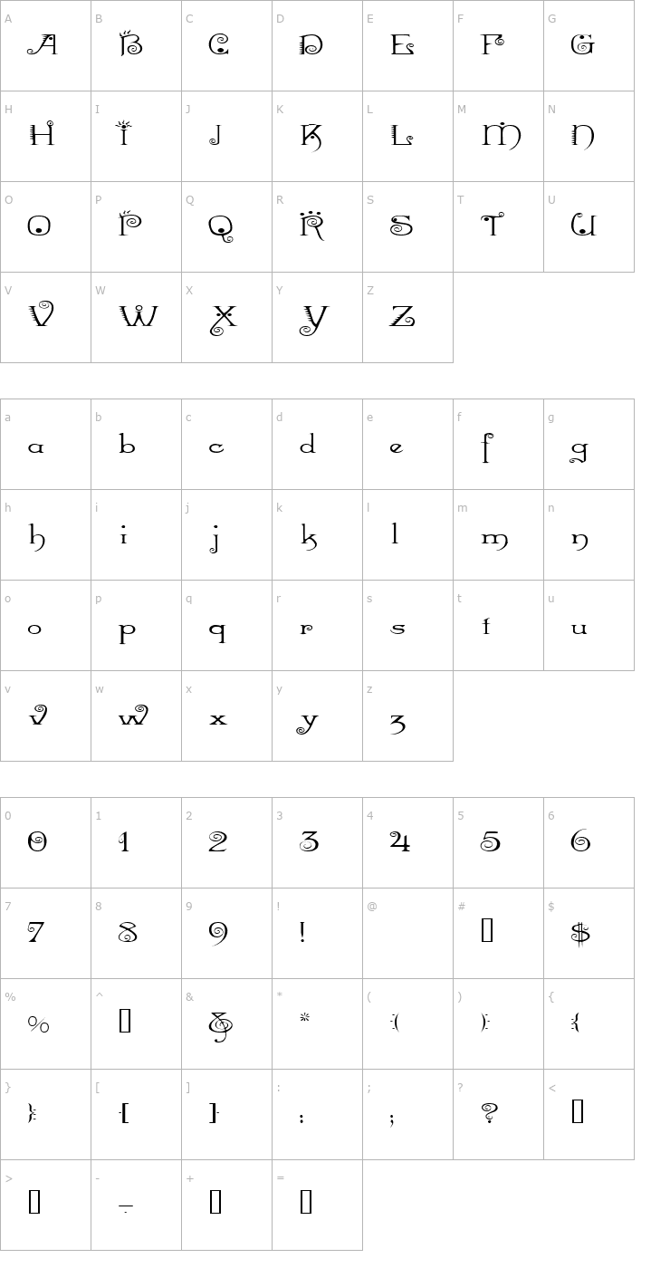 Character Map MexacaliExtended Font