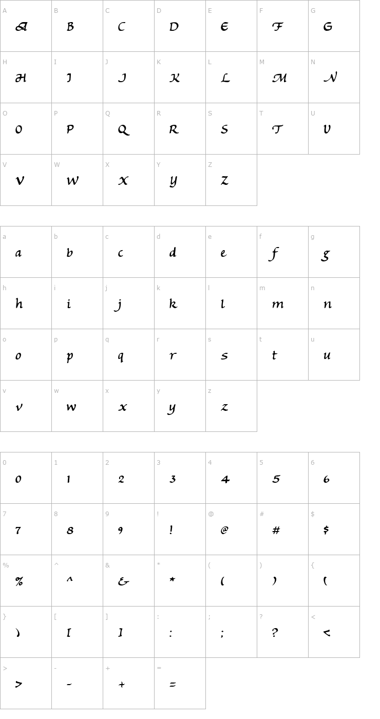 Character Map Michaelmas Font