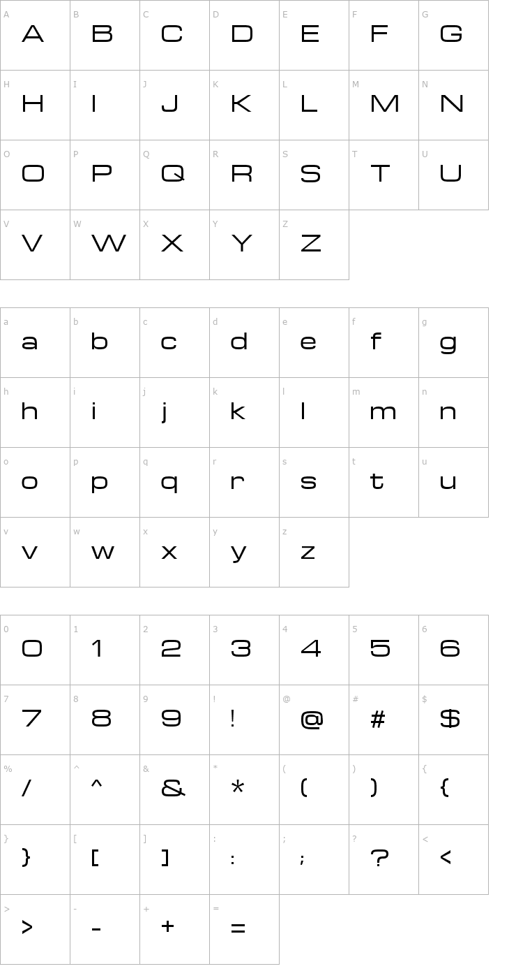 Character Map Michroma Font