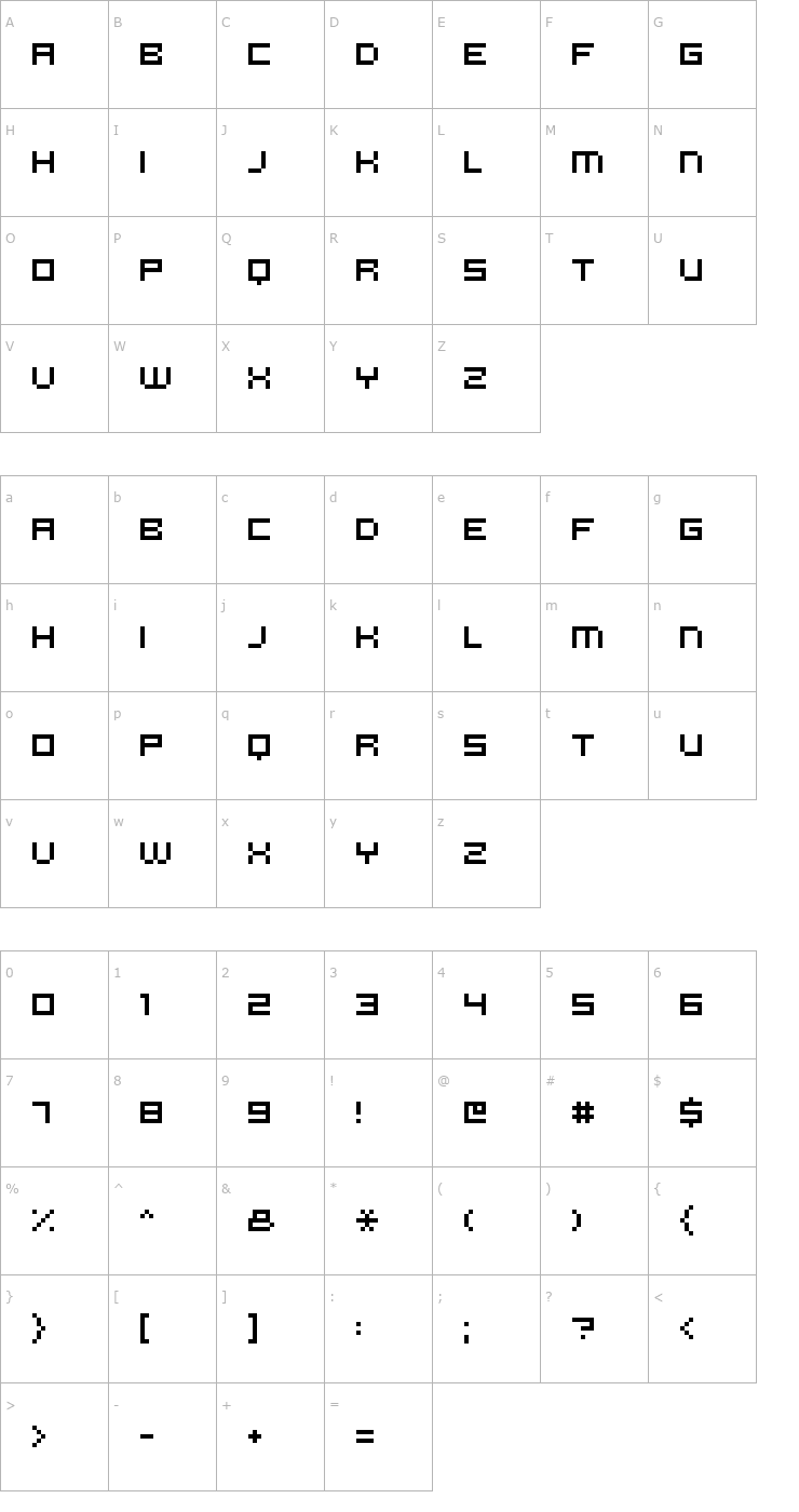 Character Map Micro N55 Font