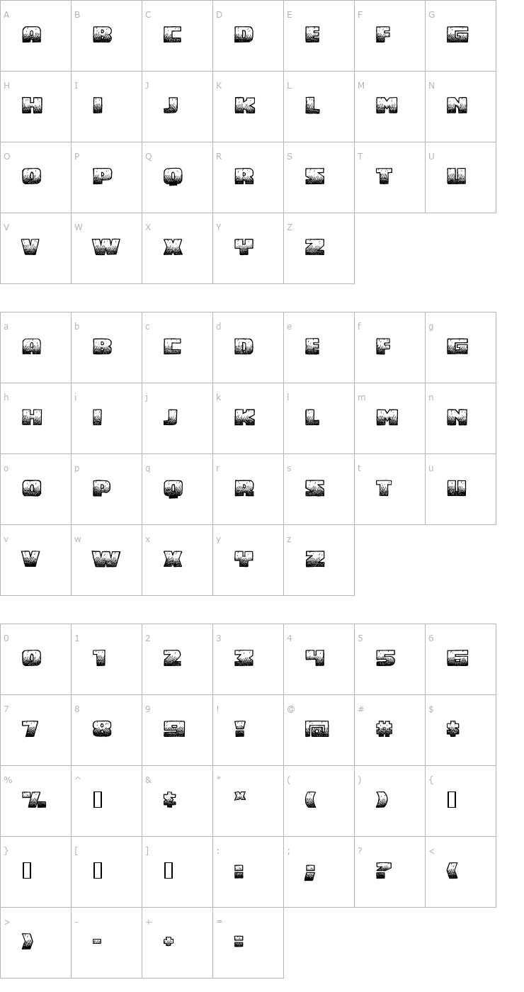 Character Map Midnight Snack BB Font