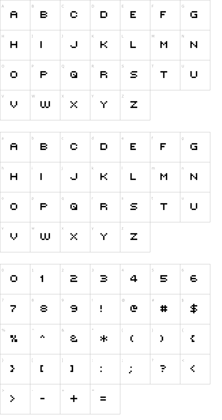 Character Map MINI 7 Font