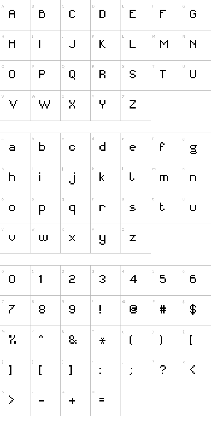 Character Map MiniForma Font