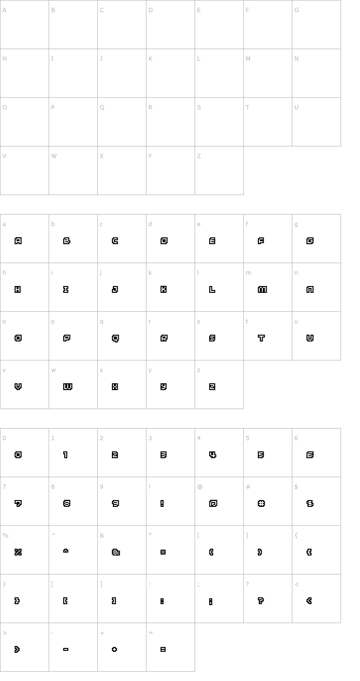 Character Map Minimum +1 Font