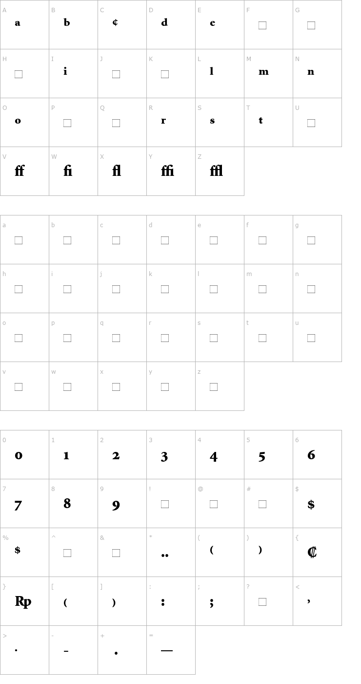 Character Map MinionExpert-Black Font