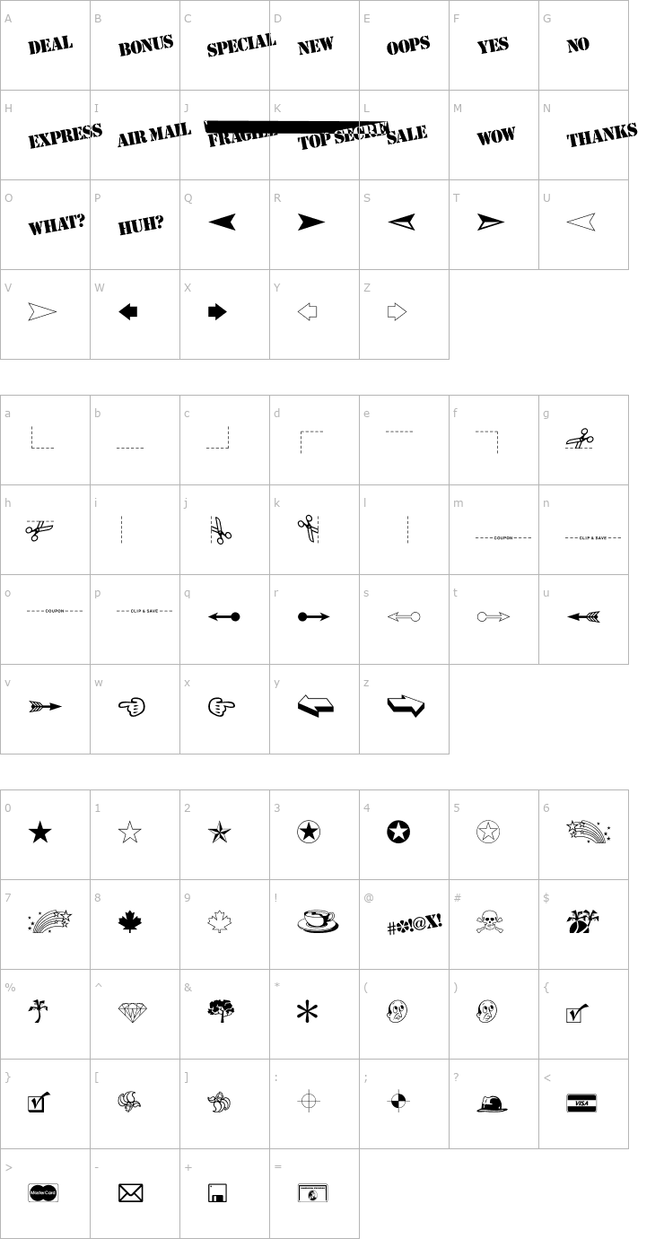 Character Map MiniPics-Classic Font