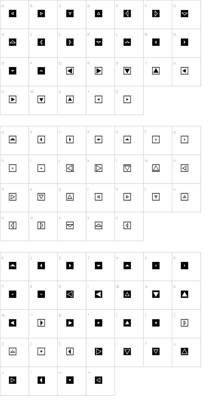 Character Map MiniPics-DirectionalST Font