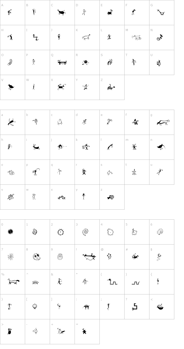 Character Map MiniPicsRedRock Font