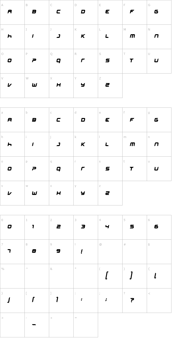 Character Map miniskap Font