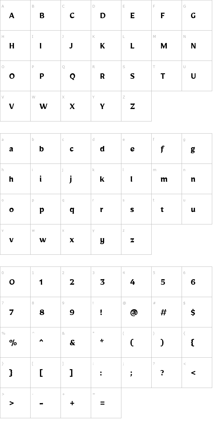 Character Map Mirza Bold Font