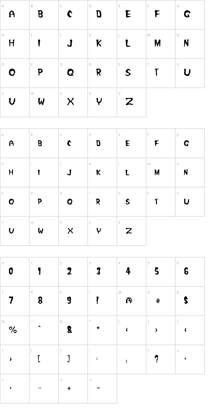 Character Map Misfit Font