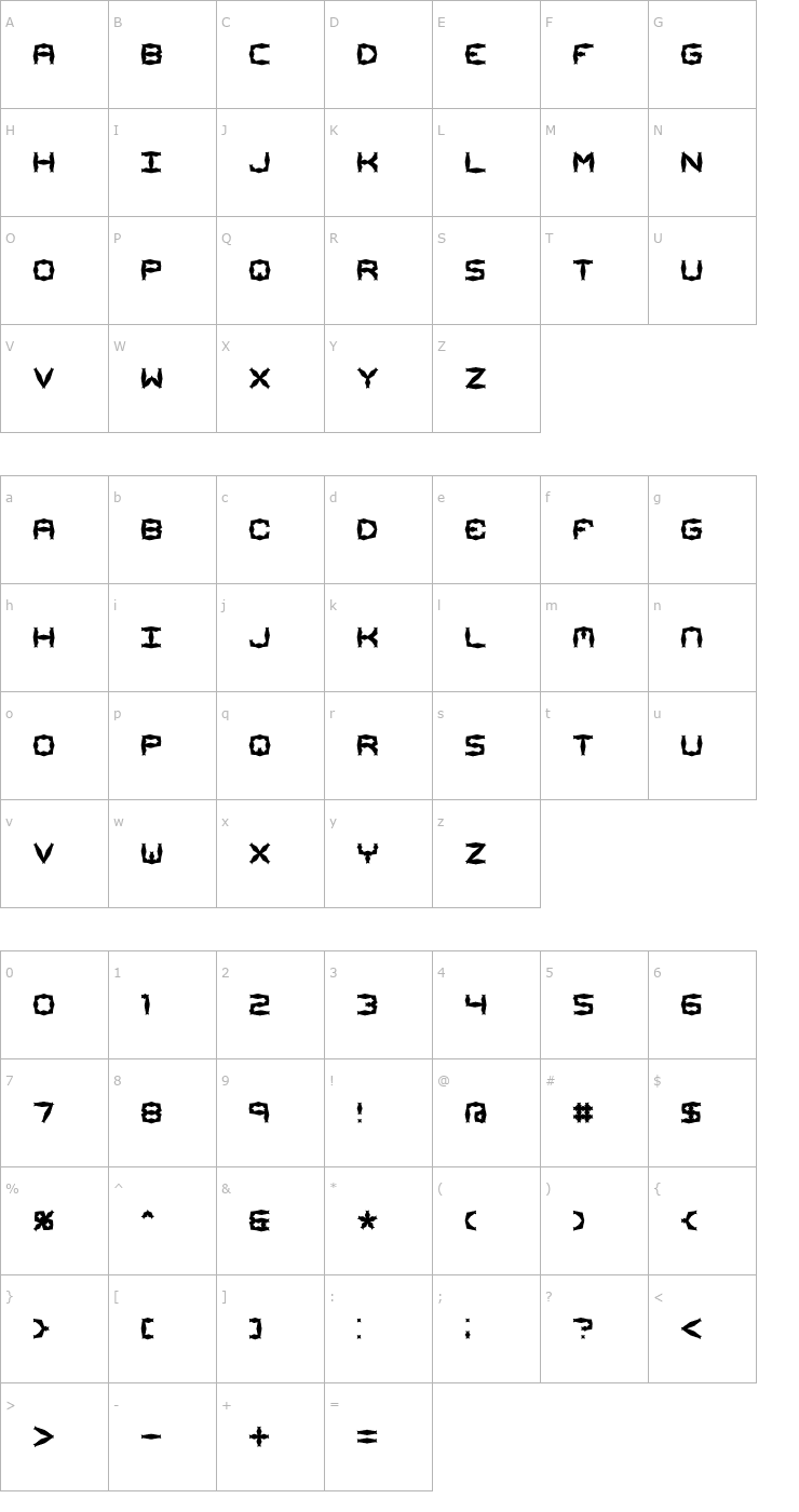 Character Map Mishmash ALT1 BRK Font