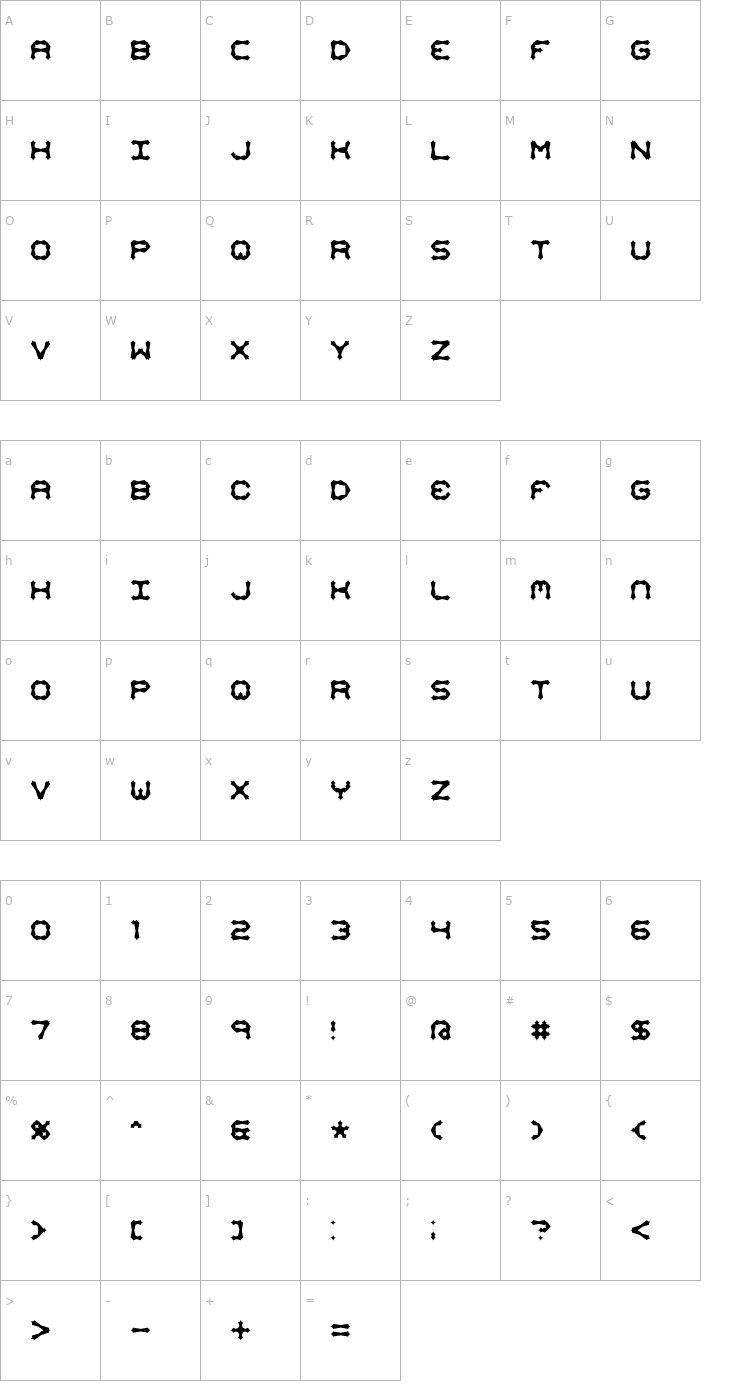 Character Map Mishmash ALT2 BRK Font